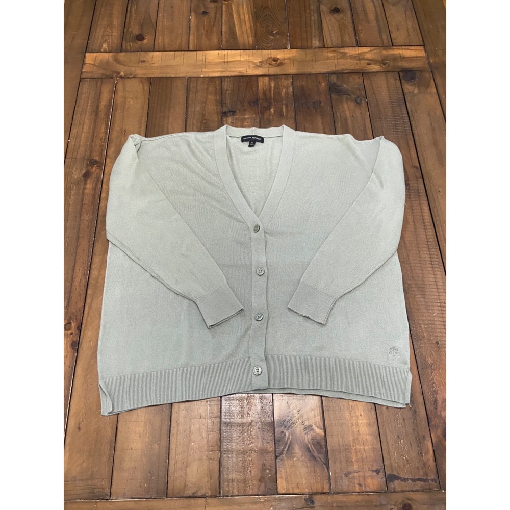 Banana Republic Cardigan Womens XL Green V-Neck Long Sleeve Sweater Lightweight